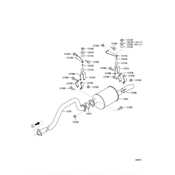 Mitsubishi Canter FEB21/FEA01 Muffler ME558120 Schematic Diagram